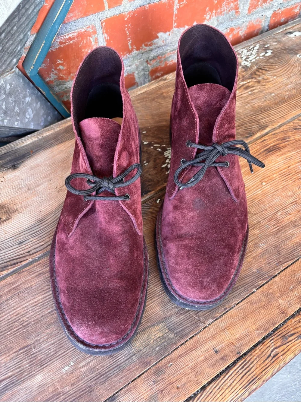 Solovair Burgundy Suede Chukka Ankle Boots Made n England Mens UK Sz 11 Or US 12